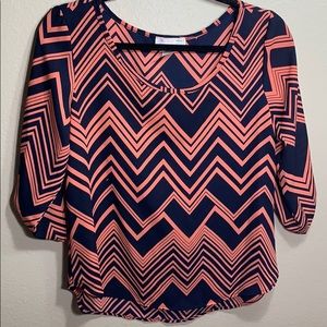 Pink and navy chevron blouse